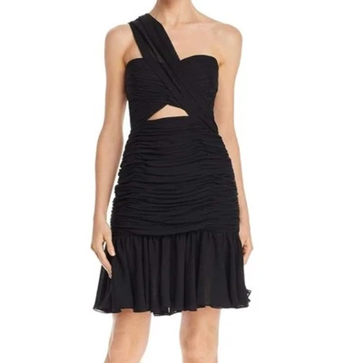 NUEVO JILL Stuart Sija Vestido de Cóctel Negro Recortado 4 Chifón Un Hombro  Foto 1 de 4