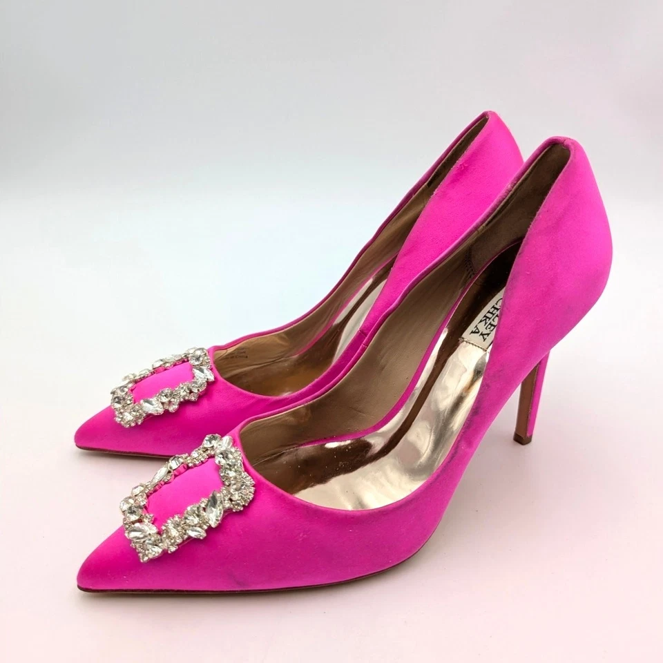 Badgley Mischka Cher Crystal Embellished Heel Pump Women's Pink Size US10 EU41 - Image 1 of 4