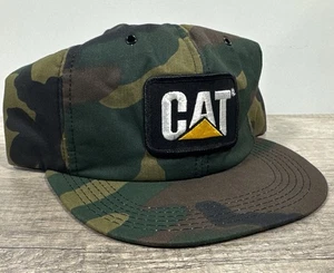 VTG CAT Caterpillar Woodland Camo Patch Foam Trucker Snapback Hat Tonkin USA - Picture 1 of 18