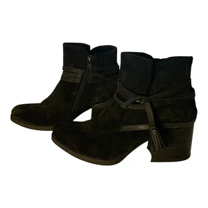 Geborene BOC Damen-Stiefeletten mit Reißverschluss Booties Größe 8,5 schwarzes Wildleder klobiger Absatz Schuhe - Bild 1 von 23