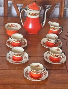 Early 20th C 1910 Wedgwood & Co Richelieu Pattern Coffee Set For 5 13 Pieces - Picture 1 of 7