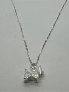 Dije de plata esterlina para perro Scottie Scottie Scottie con collar de ley de 18" - Imagen 1 de 6