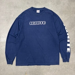 Vintage Ignite Long Sleeve T-Shirt XL RARE Hardcore Punk Band Tee Navy - Picture 1 of 9