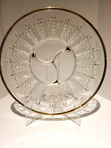Jeanette Feder Goldrand Klar 4 Teilig Geteilt Serviertablett Platte 13,75" - Bild 1 von 14
