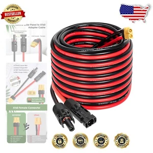 Flexible 30FT Solar XT60 Connector Cable - Ideal for RV, Camping & Emergencies - Picture 1 of 9
