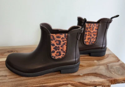 Botas de lluvia Joules marrón leopardo talla 6 nuevas sin etiquetas Foto 1 de 4