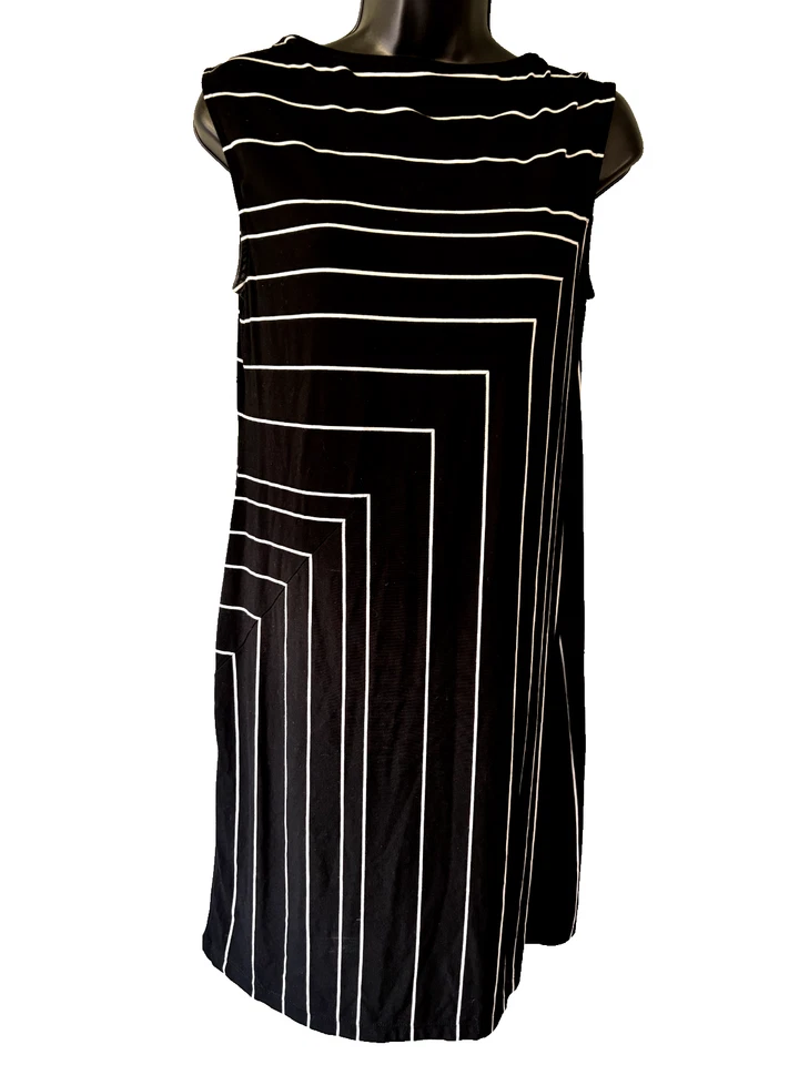 Vestido de mujer White House Black Market blanco y negro a rayas manga gorra XS Foto 1 de 4