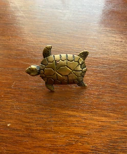 Vintage Brass Turtle Button Lapel Pin - Picture 1 of 3