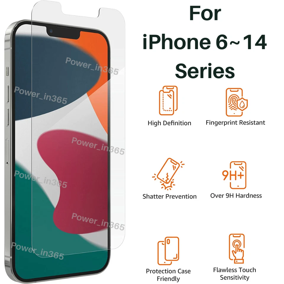 Venta al por mayor Protector de pantalla de vidrio templado transparente para iPhone 14 13 12 11 XR 8 7 6 Foto 1 de 4