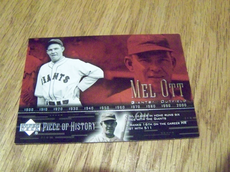 MEL OTT PIECE OF HISTORY 2002 UPPER DECK BASEBALL CARD - Image 1 of 1