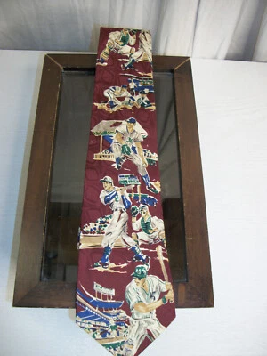 Corbata para el cuello, Kenneth Gordon para hombre, tema de béisbol, roja, seda Foto 1 de 2