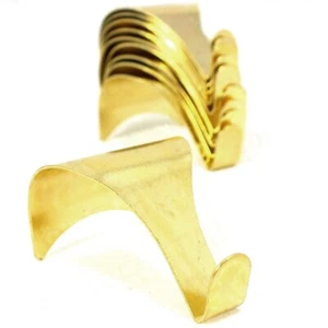 10x PICTURE RAIL MOULDING HOOKS Wall Mirror Picture Hanging Polished Brass - Picture 1 of 1