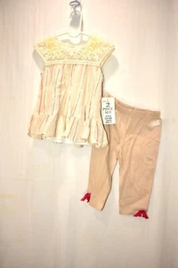 JUEGO DE 2 PIEZAS TOP DE ENCAJE EDICIÓN RARA CON LEGGINGS CON LAZOS NUEVO CON ETIQUETAS TALLA 2T - Imagen 1 de 8