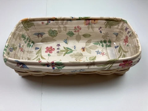 Longaberger Bread Basket w/Fabric Liner & plastic liner, new, vintage Cover