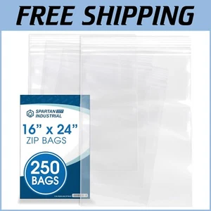 250 Count 16" x 24" Waterproof Resealable Zip Plastic Bags - 2 Mil Thickness - Picture 1 of 9