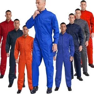 UK Mens Work Overalls One Piece Hooded Mechanics Workwear Long Sleeve Bodysuit - Picture 1 of 54