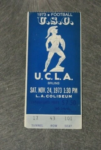 1973 UCLA BRUINS NCAA FOOTBALL VS USC TROJANS TICKET NICE CONDITION VERY RARE Cover