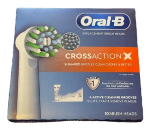 10 Oral-B CrossAction X Replacement Electric Toothbrush Brush Heads OPENED BOX - Picture 1 of 3
