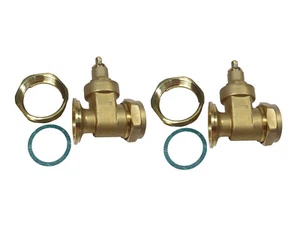 28mm Central Heating Pump Valves (2 Pack) Brass, Gate Valve Type, With Washers - Picture 1 of 1