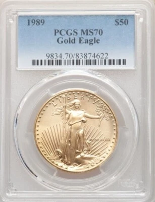 1989 GOLD $50 American Eagle 1 oz COIN - PCGS MS70 - Image 1 of 2