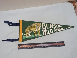 Pennant vintage in feltro Benson Wild Animal Farm Nashua NH - Foto 1 di 2