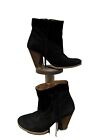Howsty Antrhopologie Marci Black Suede Leather Fringe Booties Ankle Boot Size 8