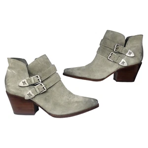 Sam Edelman Shoes Womens 9.5 Wide Gray Suede Western Pointed Toe Booties Heeled - Picture 1 of 12