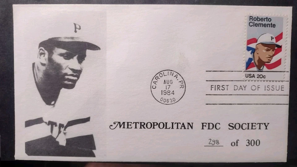 1 Of 300. Roberto Clemente First Day Of Issue Vintage Envelope & Stamp. Pitt - Image 1 of 1