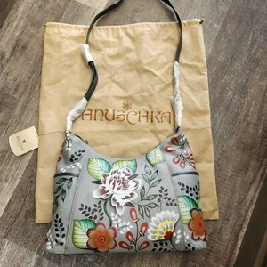Anna by Anuschka Large Side Pockets Hobo Garden of Eden Floral Shoulder Bag NEW - Picture 1 of 22