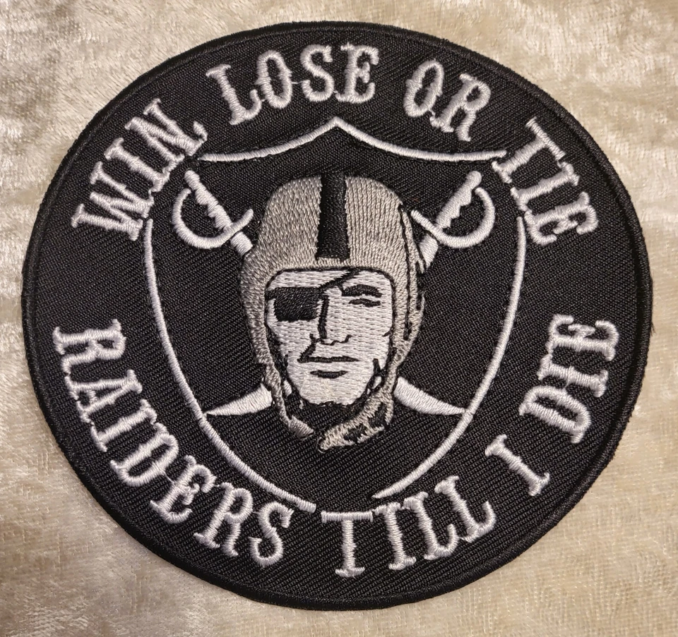 Las Vegas Raiders Till I Die 4" Iron On Embroidered Patch ~ Free Tracking!