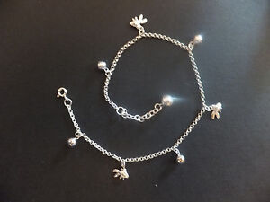 SOLID SILVER ANKLE CHAIN, dangly fish design *BN* 925 silver chain, a bit jingly