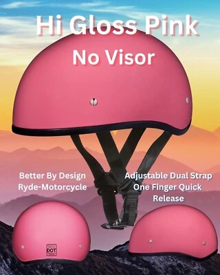 Daytona Vintage HI Gloss Pink DOT Motorcycle Half Helmet - No Visor D1-DNS Foto 1 de 4