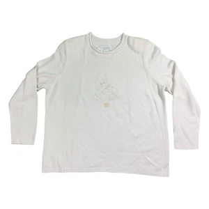 CJ Banks Pullover Damen 2X Elfenbein Handbestickt Perlen Pailletten Pulli Retro - Bild 1 von 9