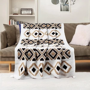 Boho Chunky Knit Throw Blanket – 51"x67" Cozy & Lightweight (2.09lb) | Perfec... - Picture 1 of 8