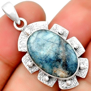 Natural Blue Scheelite - Turkey 925 Sterling Silver Pendant Jewelry P-1485 - Picture 1 of 5