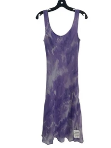ASOS DESIGN Petite chiffon scoop neck midi slip dress purple tie dye print 2 New - Picture 1 of 15