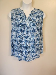 Woman Within blaues ärmelloses Top Shirt mit abstraktem Druck 18 20 L - Bild 1 von 6