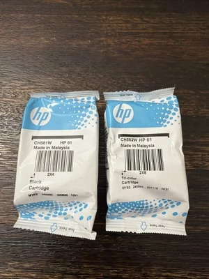 GENUINE HP 61 Black and Tri-Color Combo Pack Exp 2024 SEALED BAGS NEW! - Image 1 of 4