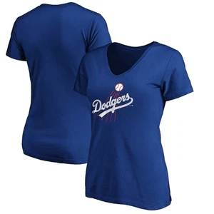 Los Angeles Dodgers Women's Cooperstown Collection Huntington V-Neck T-Shirt L - Picture 1 of 1