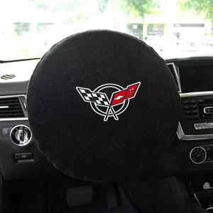 Cubierta de volante de tela negra Seat Armour apta para Chevy Corvette - logotipo C5 - Imagen 1 de 2