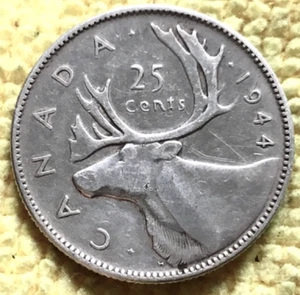 Kanada 1944, 25 Cent .800 Silbermünze KM#35 - Bild 1 von 2