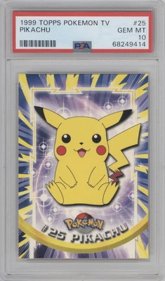 PSA 10 GEM MINT 1999 TOPPS POKEMON TV #25 PIKACHU TRADING CARD - Image 1 of 2