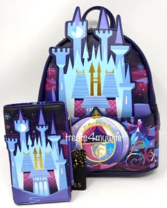 NWT! Loungefly X Disney CINDERELLA Castle Collection Mini Backpack & Wallet Set - Picture 1 of 12