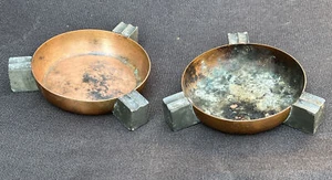 Estate Fined 2 Vintage Art Deco Copper Ashtrays by Flemish B.P.. Co. 4" Diameter - Picture 1 of 5