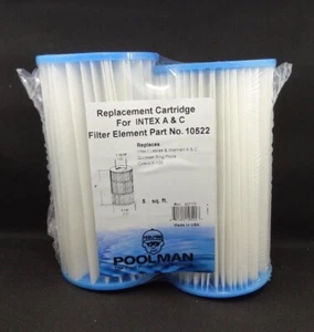 2 PACK REPLACEMENT CARTRIDGE FOR INTEX A & C FILTER ELEMENT #10522 POOLMAN USA - Picture 1 of 5