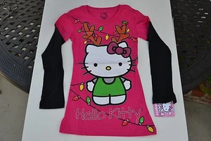 Hello Kitty Youth Girl's Size X-Small "Christmas Reindeer" Long Sleeve Shirt NWT - Picture 1 of 3