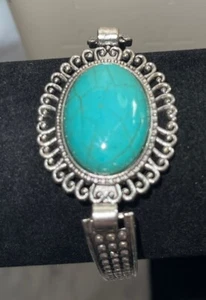 Silver Tone Faux Turquoise Bracelet Fashion Jewelry YS-44 - Picture 1 of 8