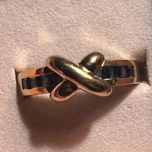BH Effy 14K Yellow White Gold Sapphire Crossover Band Ring - SIZE 6.25 - Picture 1 of 9