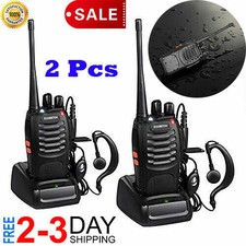 Long Range Walkie-Talkie 2 Set 50 Mile Two Way Radio Charge Headset Waterproof