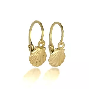 9ct Gold Sea Shell Leverback Earrings / Shells / Seashell / Leverbacks - Picture 1 of 2